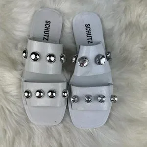 SCHUTZ Shoes Schutz Lizzie Crystal Sandals In White Poshmark